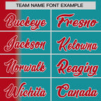 Custom Aqua Red Pinstripe Personalized Gradient Authentic Baseball Jersey