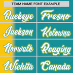 Custom Aqua Gold Pinstripe Personalized Gradient Authentic Baseball Jersey