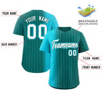 Custom Aqua Sky Blue Pinstripe Personalized Gradient Authentic Baseball Jersey