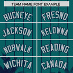 Custom Aqua Navy Pinstripe Coconut Tree Pattern Authentic Baseball Jersey