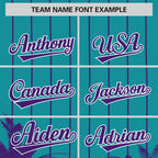 Custom Aqua Purple Pinstripe Coconut Tree Pattern Authentic Baseball Jersey