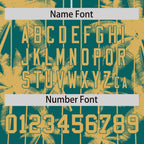 Custom Aqua Old Gold Pinstripe Coconut Tree Pattern Authentic Baseball Jersey