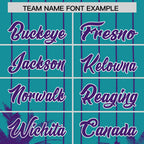 Custom Aqua Purple Pinstripe Coconut Tree Pattern Authentic Baseball Jersey