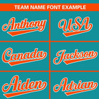 Custom Aqua Orange Color Block Personalized Raglan Sleeves Authentic Baseball Jersey