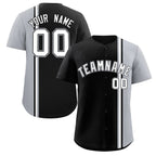 Custom Black Gray-White Personalized Color Block Authentic Baseball jersey