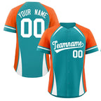 Custom Aqua Orange-White Personalized Color Block Authentic Baseball Jersey