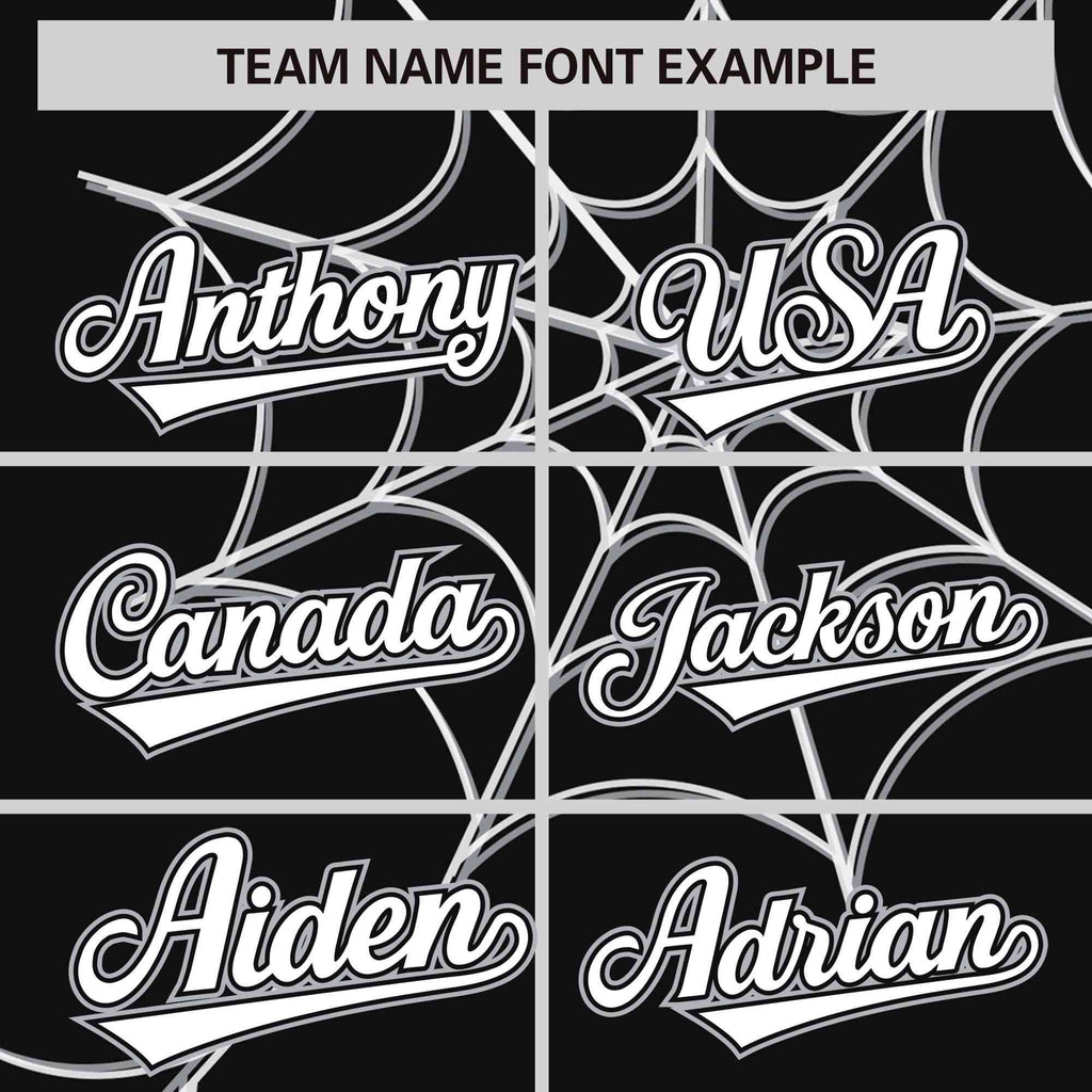 Custom Black Gray Spider Web Pattern Raglan Sleeves Authentic Baseball Jersey