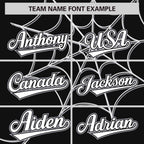 Custom Black Gray Spider Web Pattern Raglan Sleeves Authentic Baseball Jersey