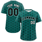 Custom Aqua Black Personalized Polka Dot Graffiti Pattern Authentic Baseball Jersey