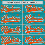 Custom Aqua Orange Personalized Polka Dot Graffiti Pattern Authentic Baseball Jersey