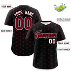 Custom Black Crimson Personalized Polka Dot Graffiti Pattern Authentic Baseball Jersey