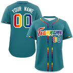 Custom Aqua LGBT Rainbow For Pride Month Classic Style Authentic Baseball Jersey