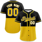 Custom Black Gold Personalized Half Stripe Design Authentic Baseball Jersey