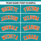 Custom Aqua Orange Personalized Flame Graffiti Pattern Authentic Baseball Jersey