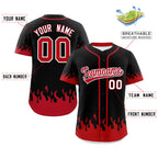 Custom Black Red Personalized Flame Graffiti Pattern Authentic Baseball Jersey