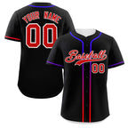 Custom Black Red Personalized Gradient Ribbed Design Authentic Baseball Jersey