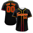 Custom Black Red Personalized Gradient Ribbed Design Authentic Baseball Jersey