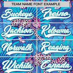 Custom Aqua Personalized Leopard Graffiti Pattern Authentic Baseball Jersey