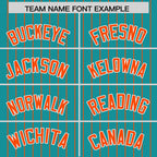 Custom Aqua Orange Pinstripe Personalized Two-Tone Authentic Baseball Jersey