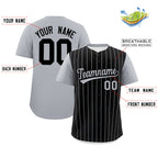 Custom Black Gray Pinstripe Personalized Two-Tone Authentic Baseball Jersey