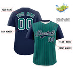 Custom Aqua Navy Pinstripe Personalized Two-Tone Authentic Baseball Jersey