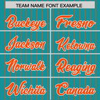 Custom Aqua Orange Pinstripe Personalized Two-Tone Authentic Baseball Jersey