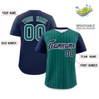 Custom Aqua Navy Pinstripe Personalized Two-Tone Authentic Baseball Jersey