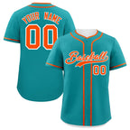 Custom Aqua Orange Personalized Classic Authentic Baseball Jersey