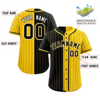 Custom Black Gold Two Tone Striped Fashion Authentic Baseball Jersey