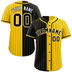 Custom Black Gold Two Tone Striped Fashion Authentic Baseball Jersey