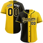 Custom Black Gold Two Tone Striped Fashion Authentic Baseball Jersey