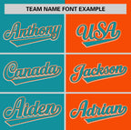 Custom Aqua Orange Two Tone Striped Fashion Authentic Baseball Jersey