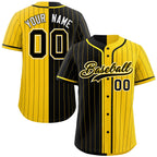 Custom Black Gold Two Tone Striped Fashion Authentic Baseball Jersey