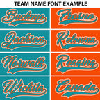 Custom Aqua Orange Two Tone Striped Fashion Authentic Baseball Jersey