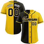 Custom Black Gold Two Tone Striped Fashion Authentic Baseball Jersey