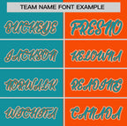 Custom Aqua Orange Two Tone Striped Fashion Authentic Baseball Jersey