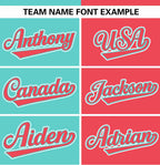 Custom Aqua Light Red Stripe-Solid Combo Fashion Authentic Baseball Jersey