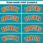 Custom Aqua Orange Raglan Sleeves Gradient Thick Stripe Authentic Baseball Jersey
