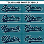 Custom Aqua Navy Raglan Sleeves Gradient Thick Stripe Authentic Baseball Jersey