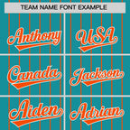 Custom Aqua Orange Pinstripe Personalized Two-Tone Authentic Baseball Jersey