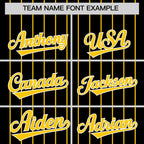 Custom Black Gold Pinstripe Personalized Two-Tone Authentic Baseball Jersey