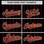 Custom Black Crimson Pinstripe Personalized Two-Tone Authentic Baseball Jersey