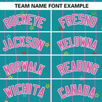 Custom Aqua Pink Stripe Fashion Personalized Star Pattern Authentic Baseball Jersey
