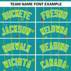 Custom Aqua Neon Green Stripe Fashion Personalized Star Pattern Authentic Baseball Jersey