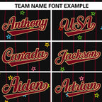 Custom Black Crimson Stripe Fashion Personalized Star Pattern Authentic Baseball Jersey