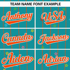 Custom Aqua Orange Stripe Fashion Personalized Star Pattern Authentic Baseball Jersey