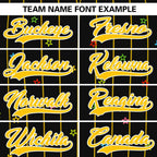 Custom Black Gold Stripe Fashion Personalized Star Pattern Authentic Baseball Jersey