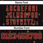 Custom Black Crimson Stripe Fashion Personalized Star Pattern Authentic Baseball Jersey