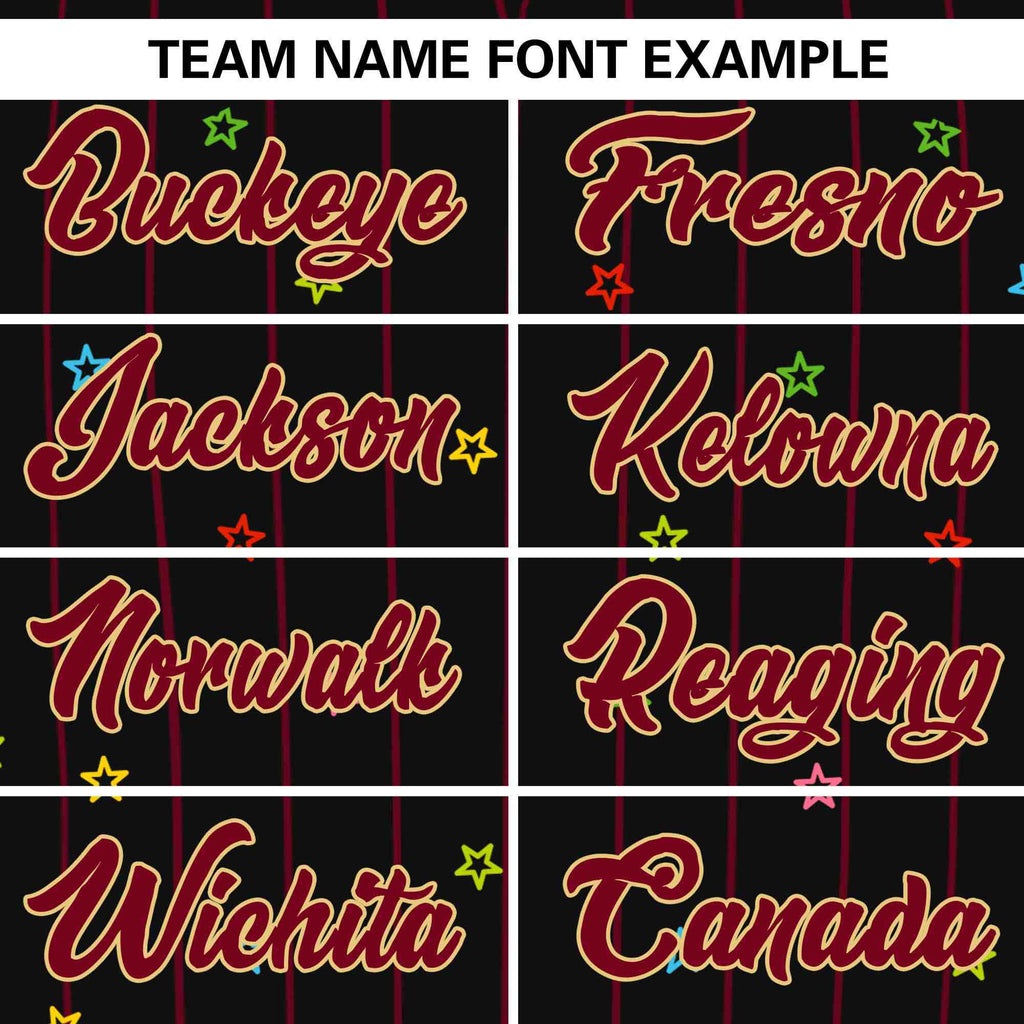 Custom Black Crimson Stripe Fashion Personalized Star Pattern Authentic Baseball Jersey
