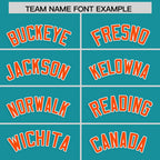 Custom Aqua Orange Star Ribbing Authentic Baseball Jersey